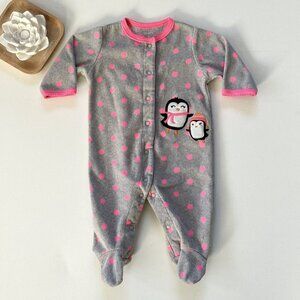 Carter's Fleece Polka Dot Penguin Footie